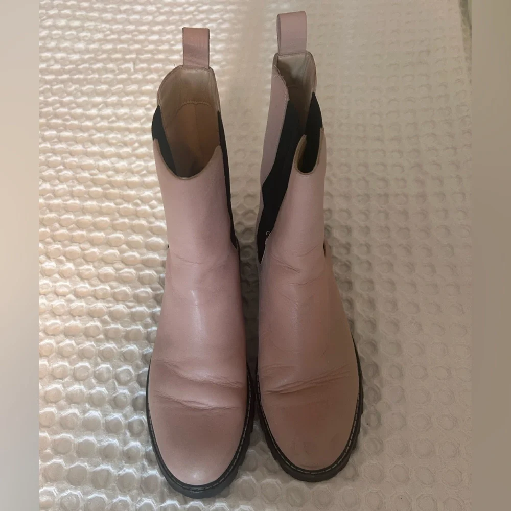 J. Crew Leather Tan Pink Women's Lug Sole Chelsea Boots